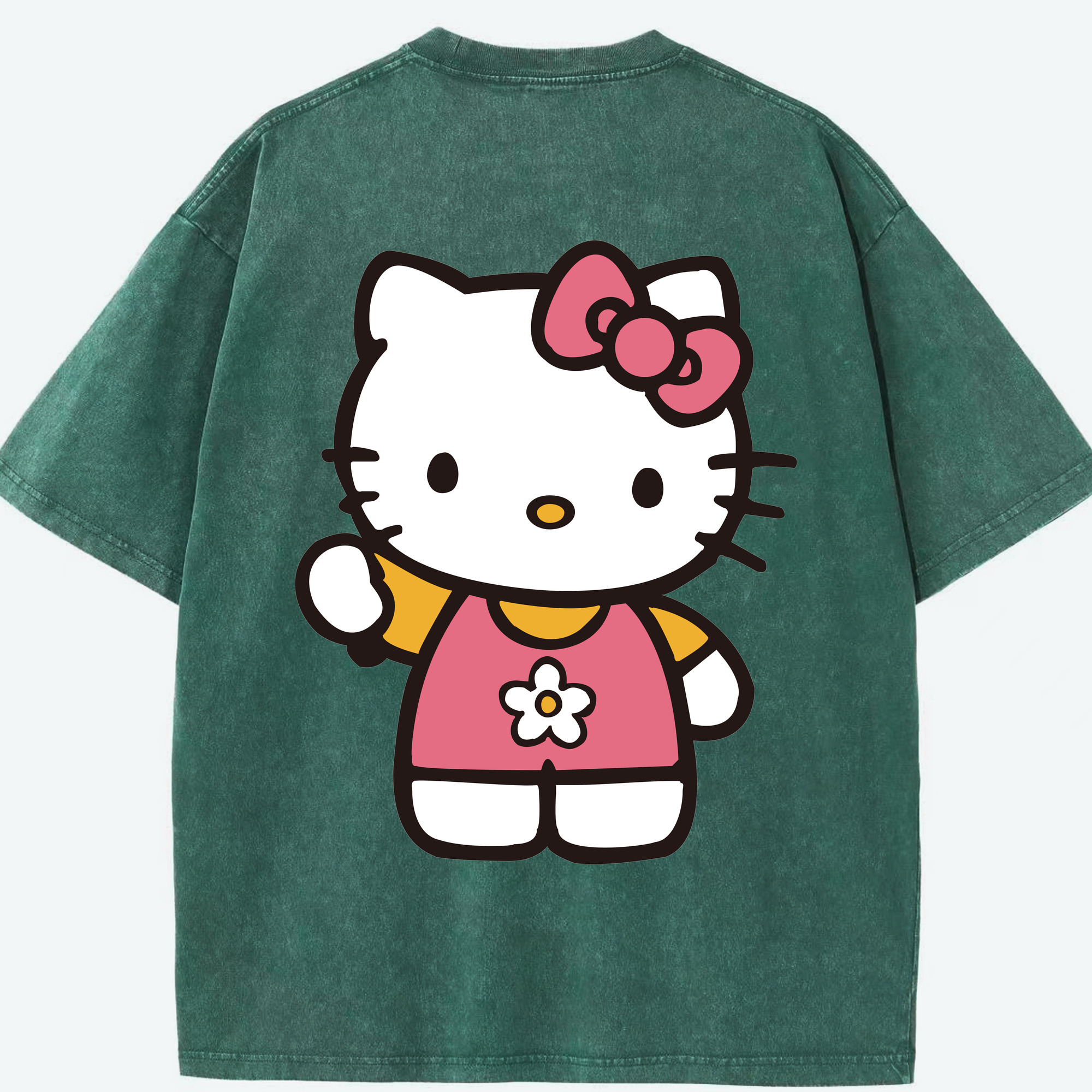（画像用） Hello Kitty ハローキティ 綿100% ヴィンテージ風 半袖Tシャツ（背面プリント）